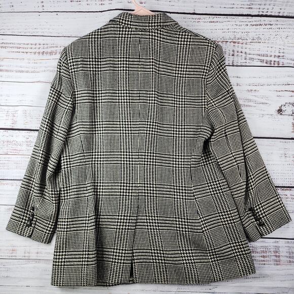 Vintage 1990s Lauren Ralph Lauren Blazer 12 Houndstooth Wool Silk Equestrian USA - Picture 2 of 13